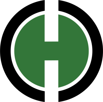 Hotel Daawat's Logo, a green and black circle with the letter h in it