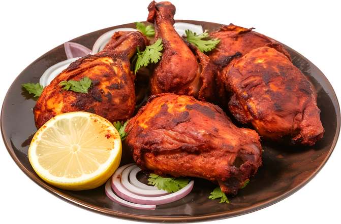 Delicious tandoori chicken, Indian food.